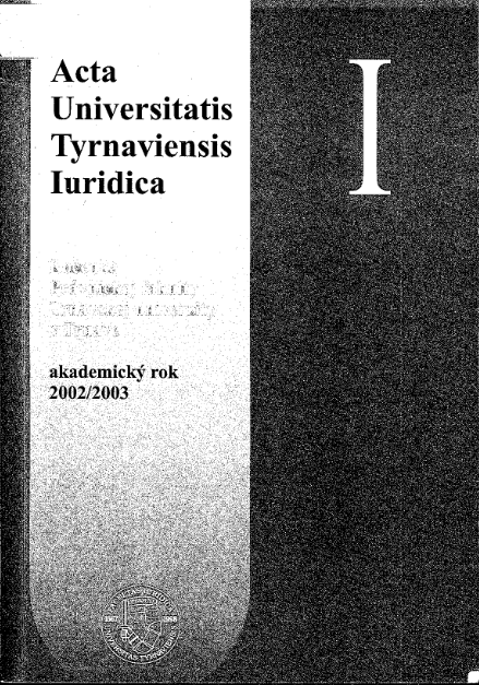 Acta Universitatis Tyrnaviensis Iuridica I.