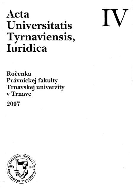 Acta Universitatis Tyrnaviensis Iuridica IV.