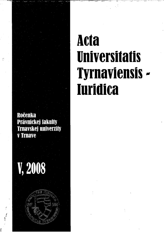 Acta Universitatis Tyrnaviensis Iuridica V.