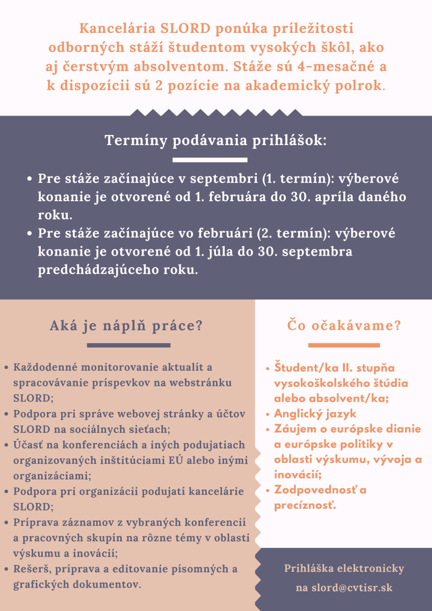 Styčná kancelária pre výskum a vývoj SR v Bruseli hľadá stážistov