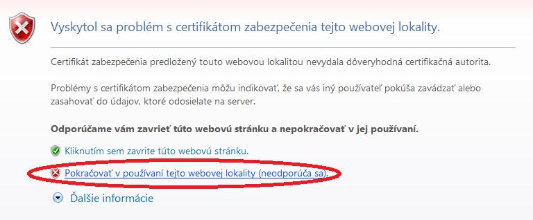 Problém s certifikátom