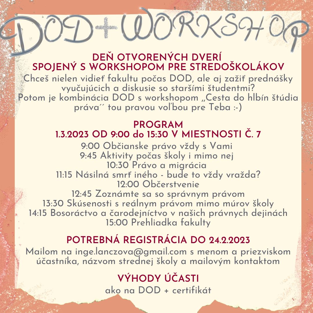 Deň otvorených dverí spojený s workshopom pre stredoškolákov