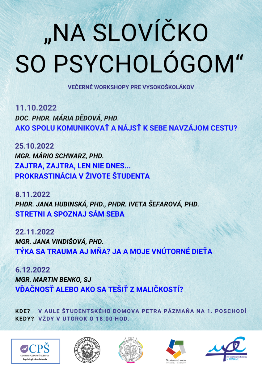 Večerné workshopy pre psychológov