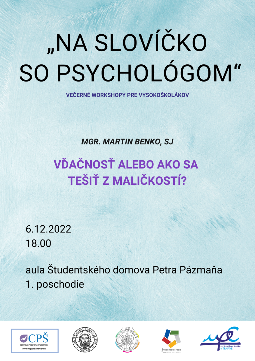 &quot;Na slovíčko so psychológom&quot;, večerné workshopy pre študentov