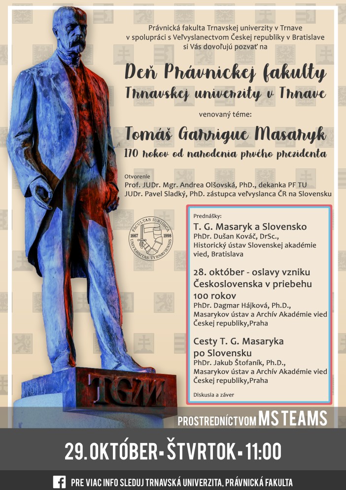 Deň Právnickej fakulty: 170. výročie narodenia Tomáša G. Masaryka