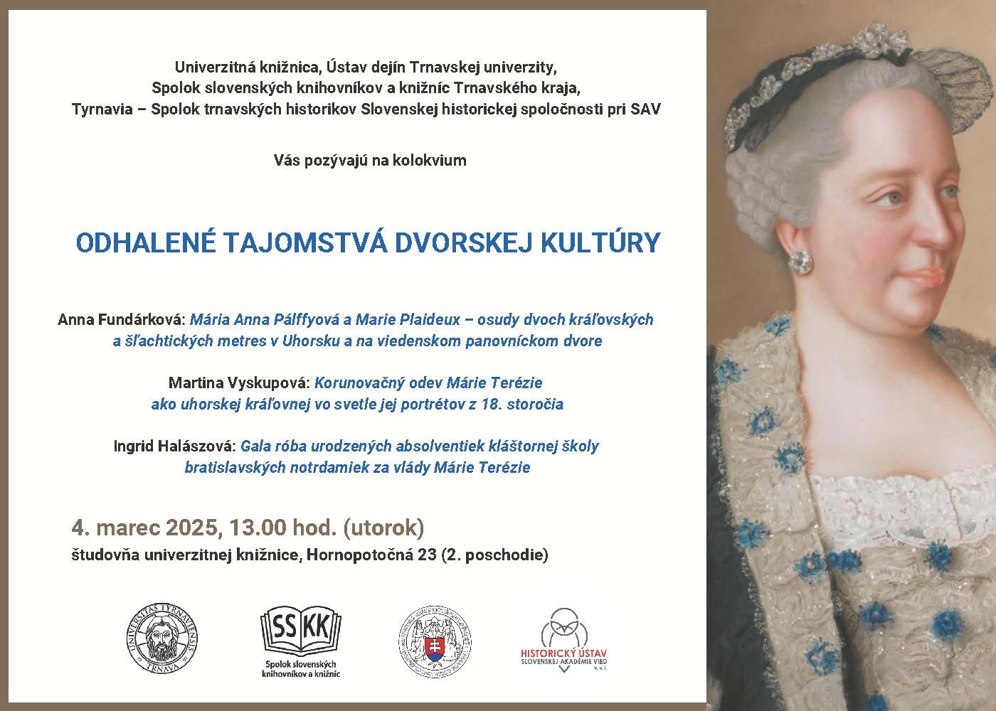 Odhalené tajomstvá dvorskej kultúry - kolokvium