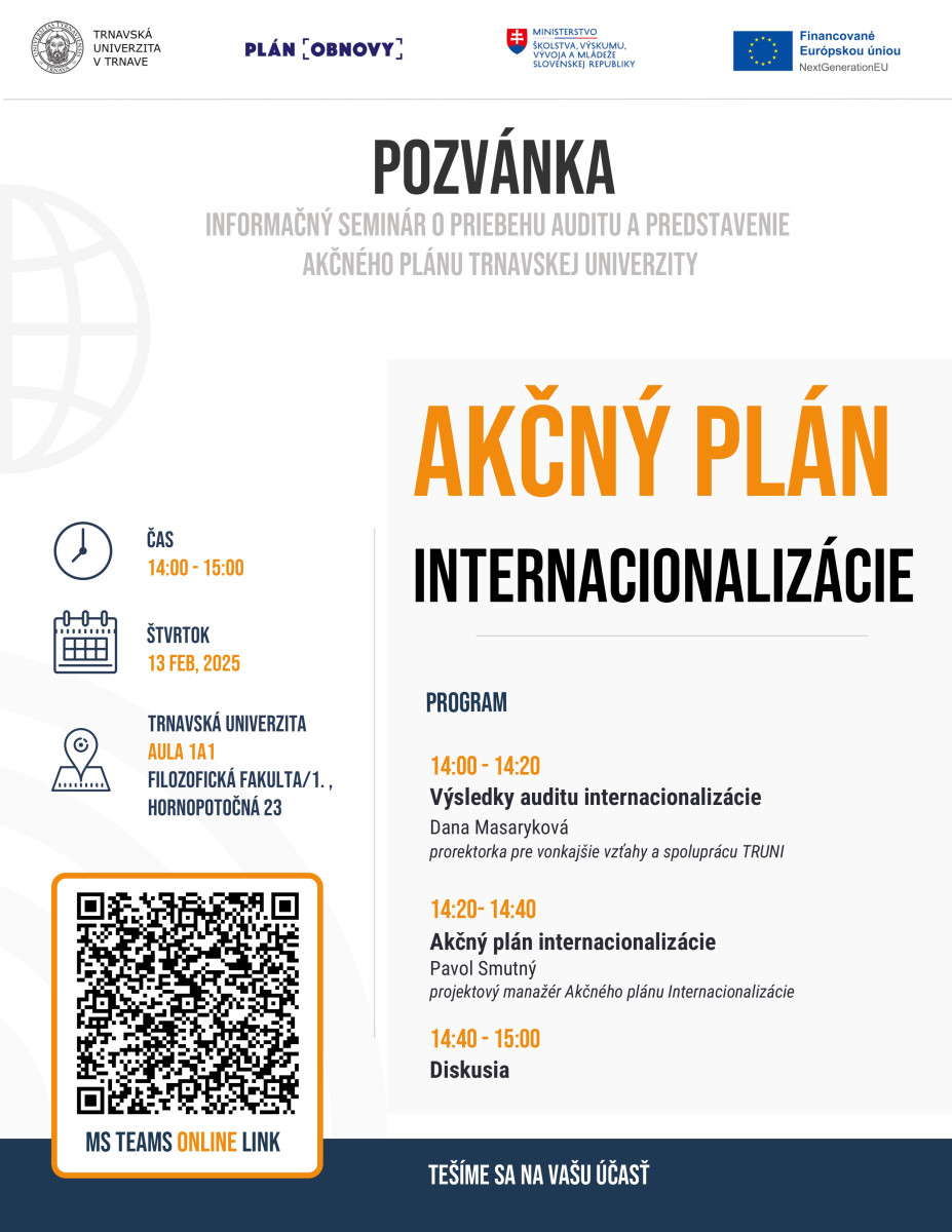 seminár, akčný plán internacionalizácie