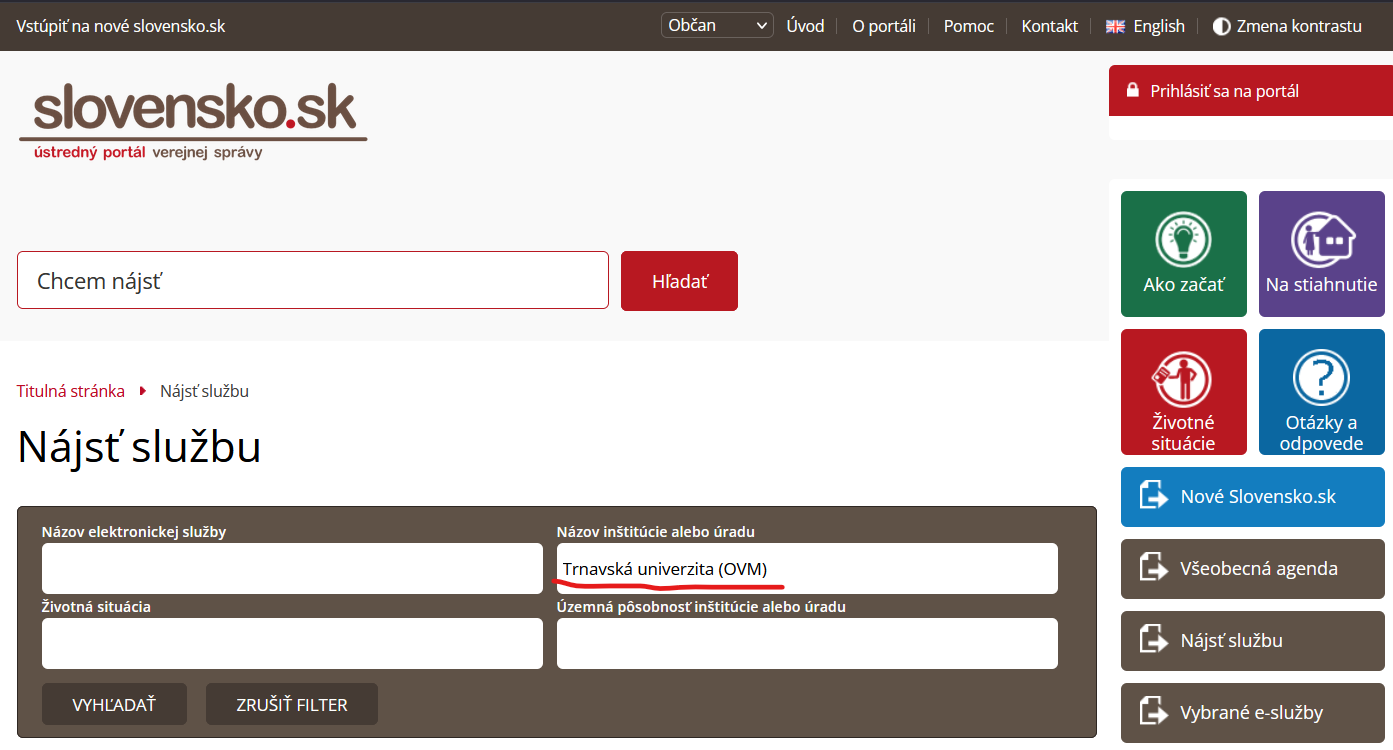 Formuláre, portál slovensko.sk