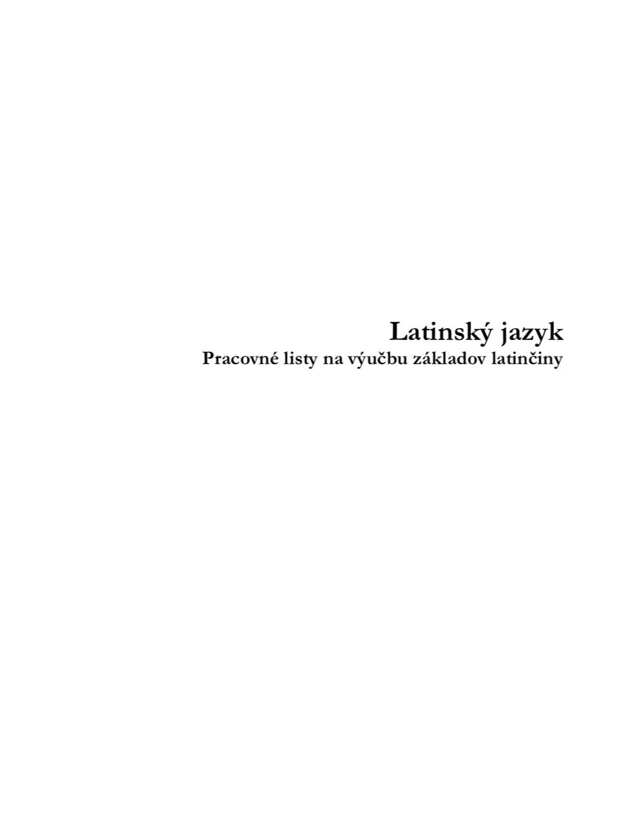 Latinský jazyk: Pracovné listy na výučbu základov latinčiny