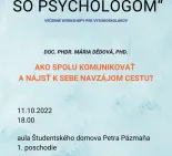"Na slovíčko so psychológom", večerné workshopy pre študentov