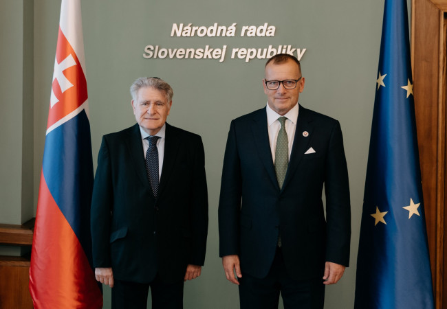 Abraham Skorka with the Speaker of the National Council of the Slovak Republic, Boris Kollar