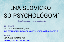 Večerné workshopy pre psychológov