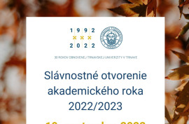 Slávnostné otvorenie akademického roka 2022/23 TRUNI TRNAVA UNIVERSITY