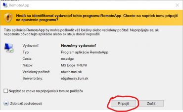 Neznámi vydavateľ RemoteApp