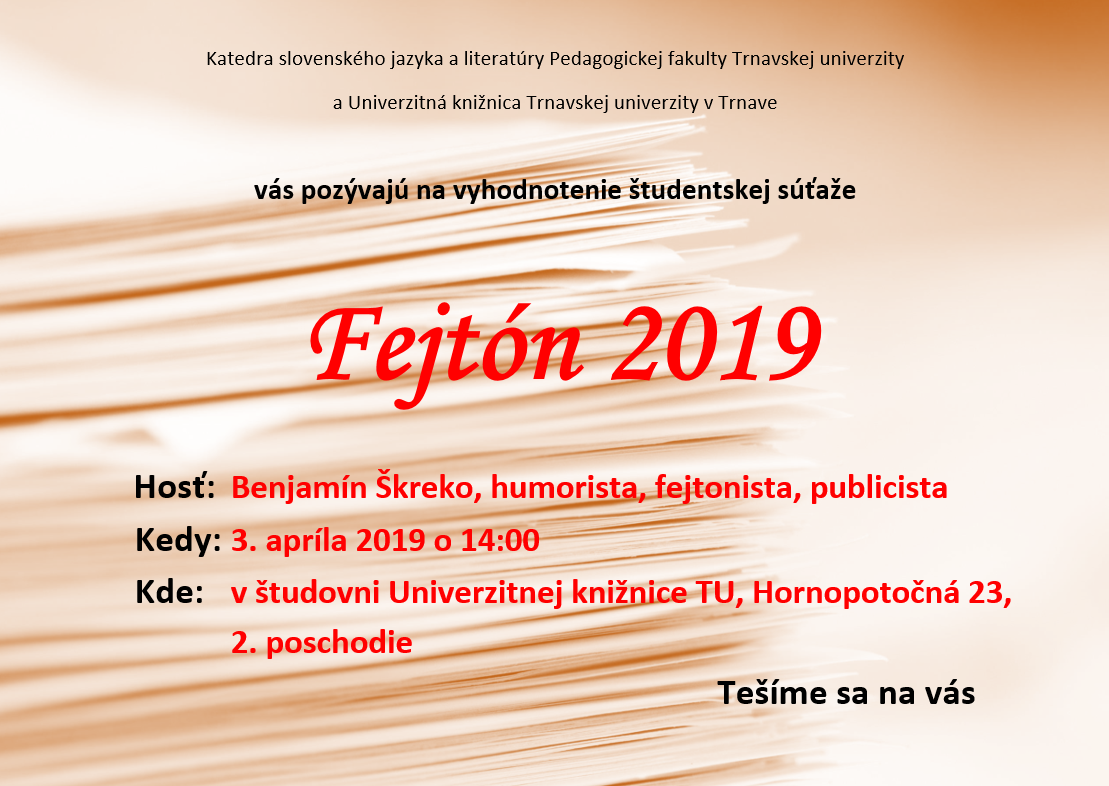 vyhodnotenie súťaže Fejtón 2019