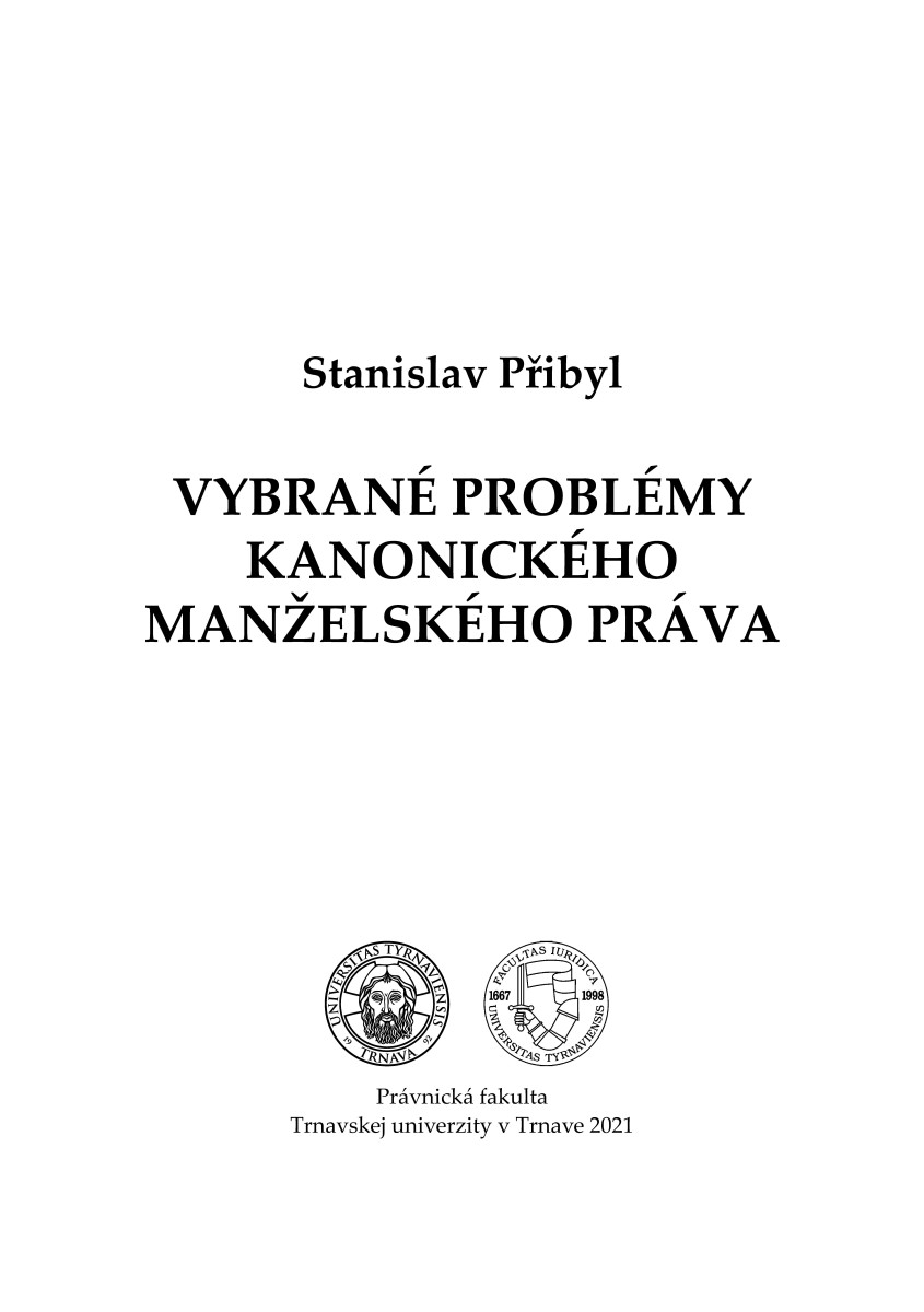 Vybrané problémy kanonického manželského práva