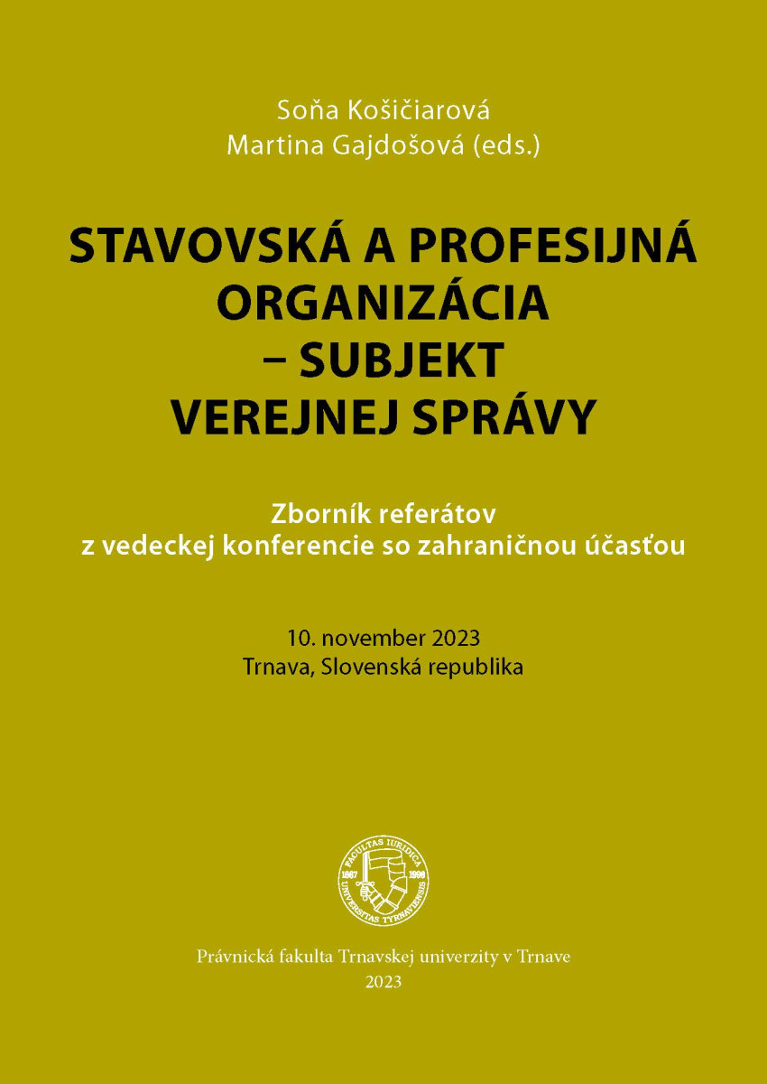Stavovská a profesijná organizácia - subjekt verejnej správy
