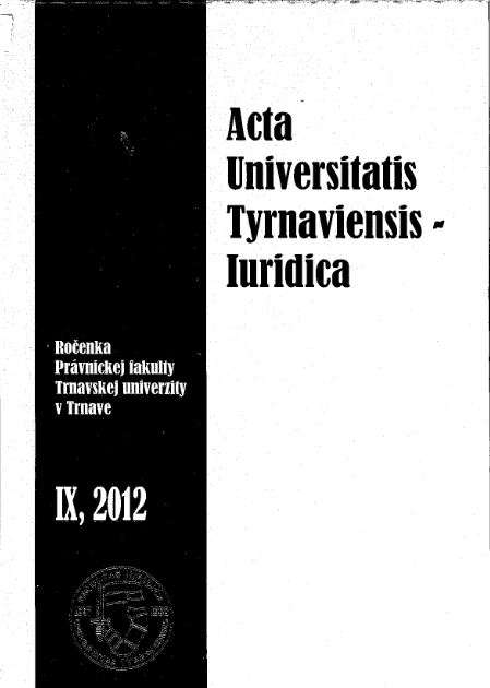 Acta Universitatis Tyrnaviensis Iuridica IX.